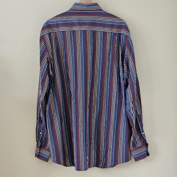 Paul & Shark Yachting Shirt Mens 42/16 Multicolor Stripes LS Collar Cotton FLAW - Picture 2 of 16